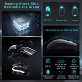 Thunderobot MG701 Wired Gaming Mouse, Ultimate Gaming-Grade Chip, 4200 DPI Optical Sensor, High Rolling Rate, Ergonomic Design with Anti-Slip Side Grips, Black